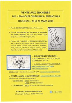 vente aux enchères BD flyer venteBD 03 2018